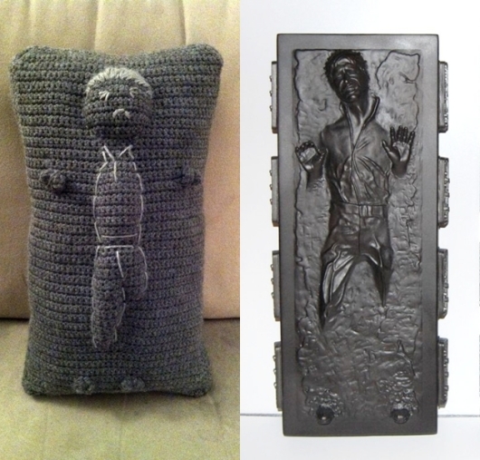 Han Solo in Carbonite Crochet Throw Pillow
